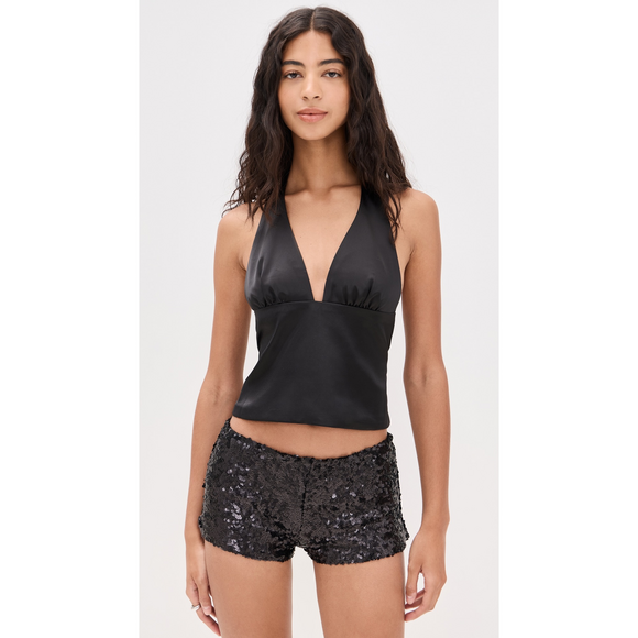 LIONESS Tops - LIONESS Opulence Halter Top in Black